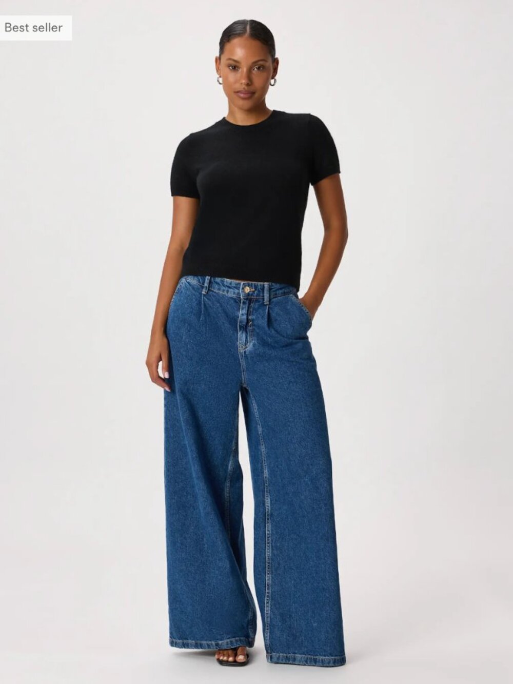 Quince Mongolian Cashmere Tee, Black Size XS